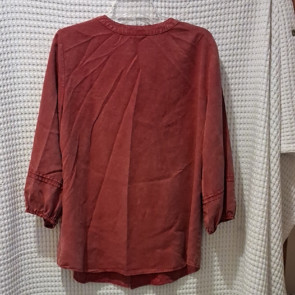 Ruby Rd. Rust Artisan Embroidered Button-Up Blous… - image 7